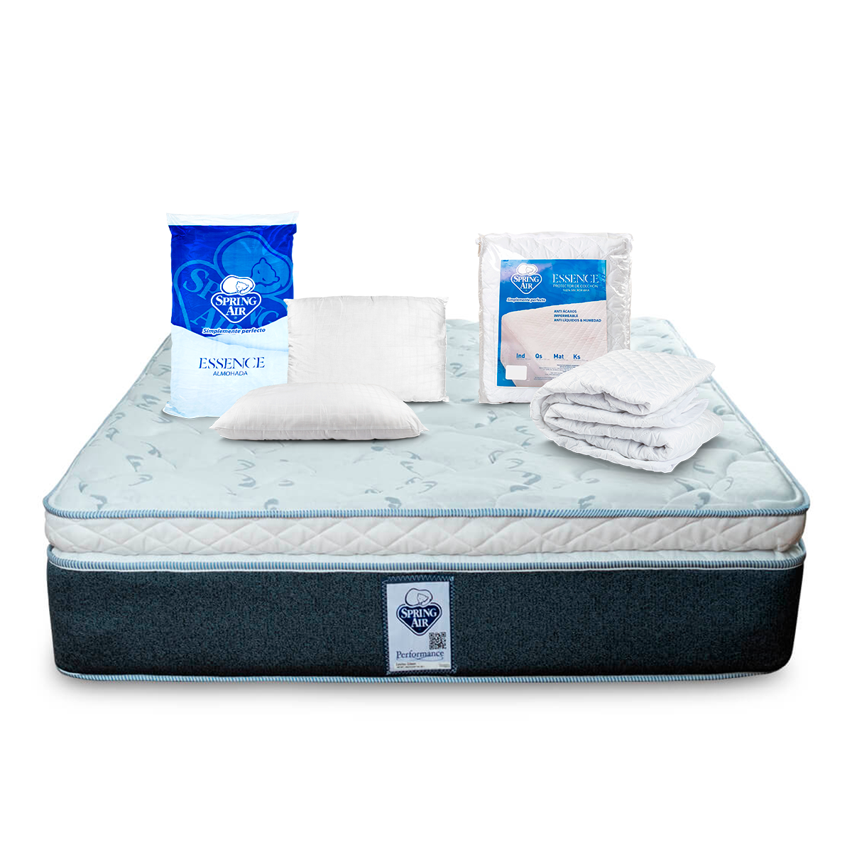Colchón Queen Size  Spring Air Gibson más 2 Almohadas y Protector Queen