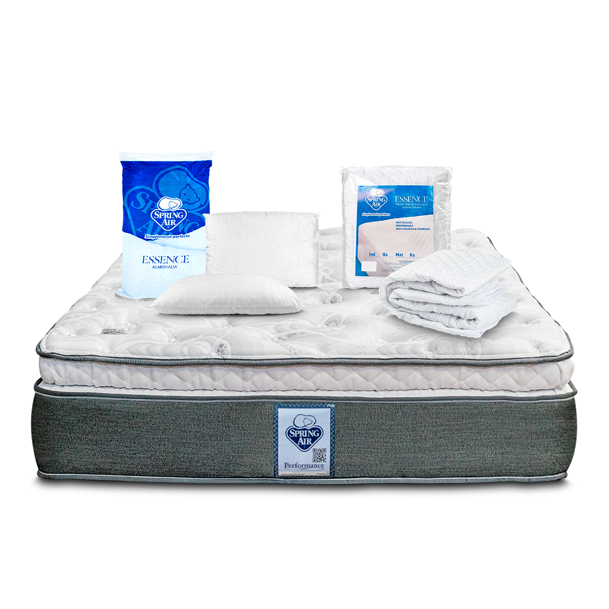 Colchón King Size  Spring Air Sleeper más 2 Almohadas y Protector
