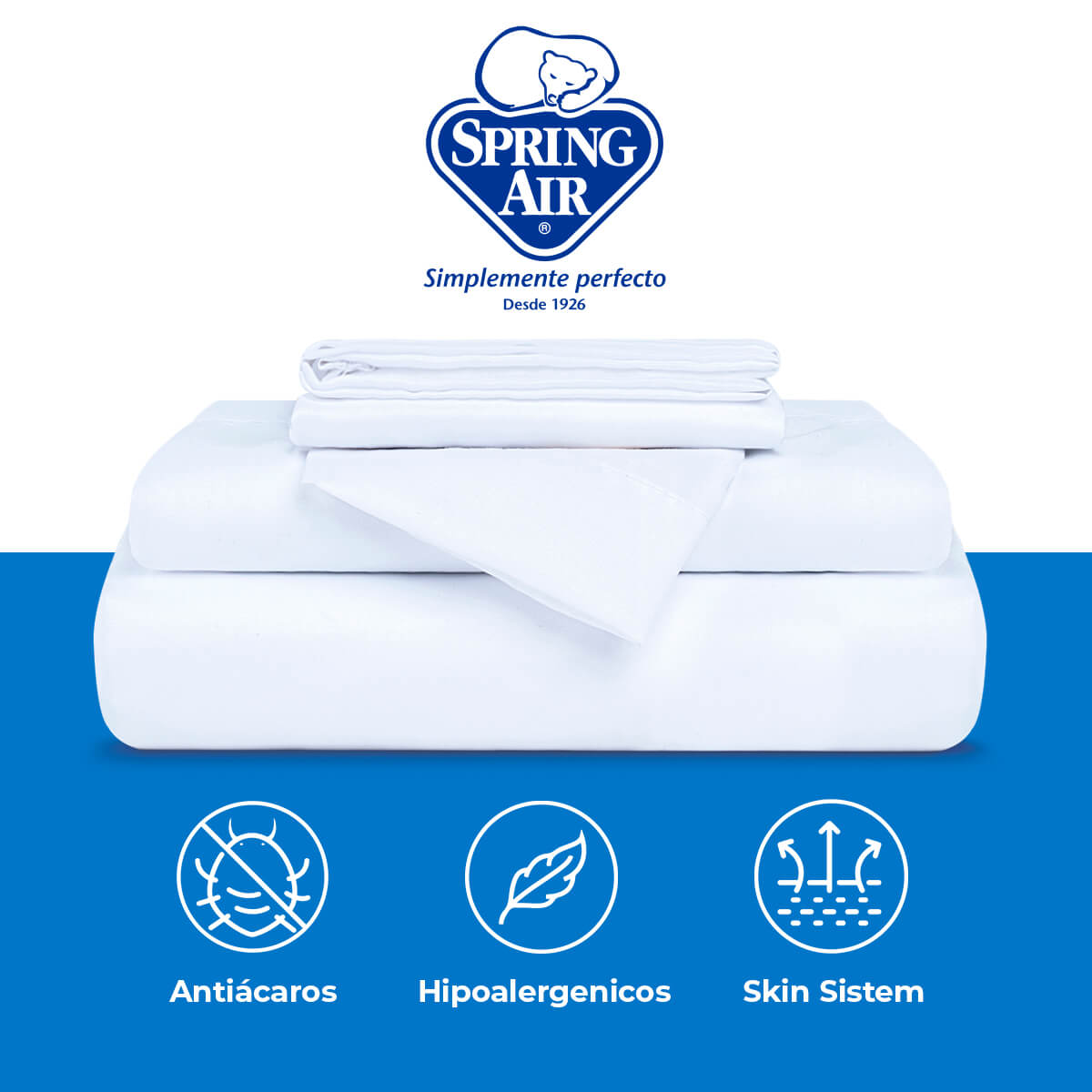 Foto 3 pulgar | Colchón Spring Air King Size Sleeper + Pack de 2 Almohadas + Juego de Sabanas KS
