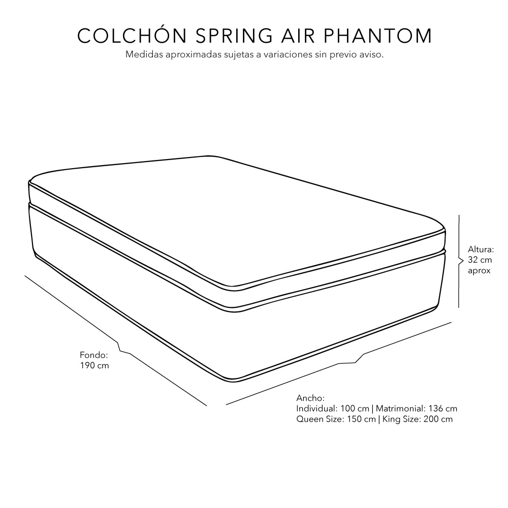 Foto 5 | Colchón Spring Air Phantom color Blanco Matrimonial más Almohada Dicasa más Protector Spring Air y Sábanas Dicasa