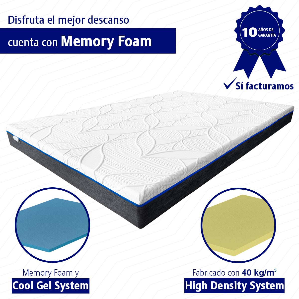Foto 4 pulgar | Colchón Memory Dream Comfort Queen Size color Blanco en Caja