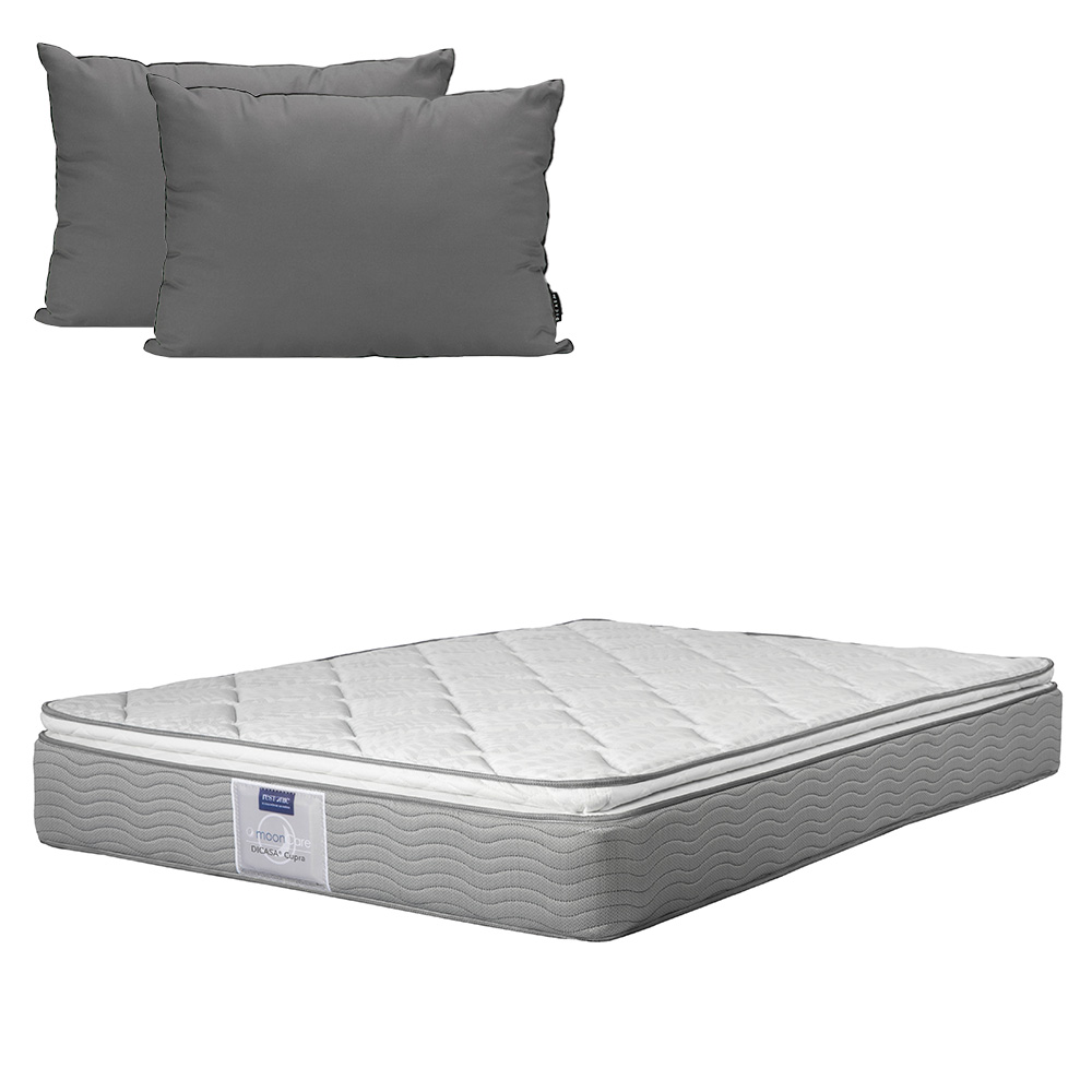 Colchón Restonic Cupra Blanco Matrimonial + Almohadas 2 Pack