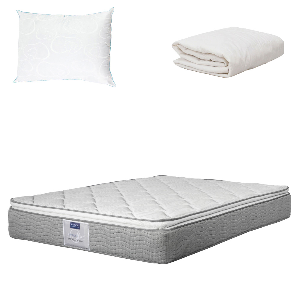 Foto 1 | Colchón Restonic Cupra Color Blanco Matrimonial + Almohada Osos + Protector De Colchón