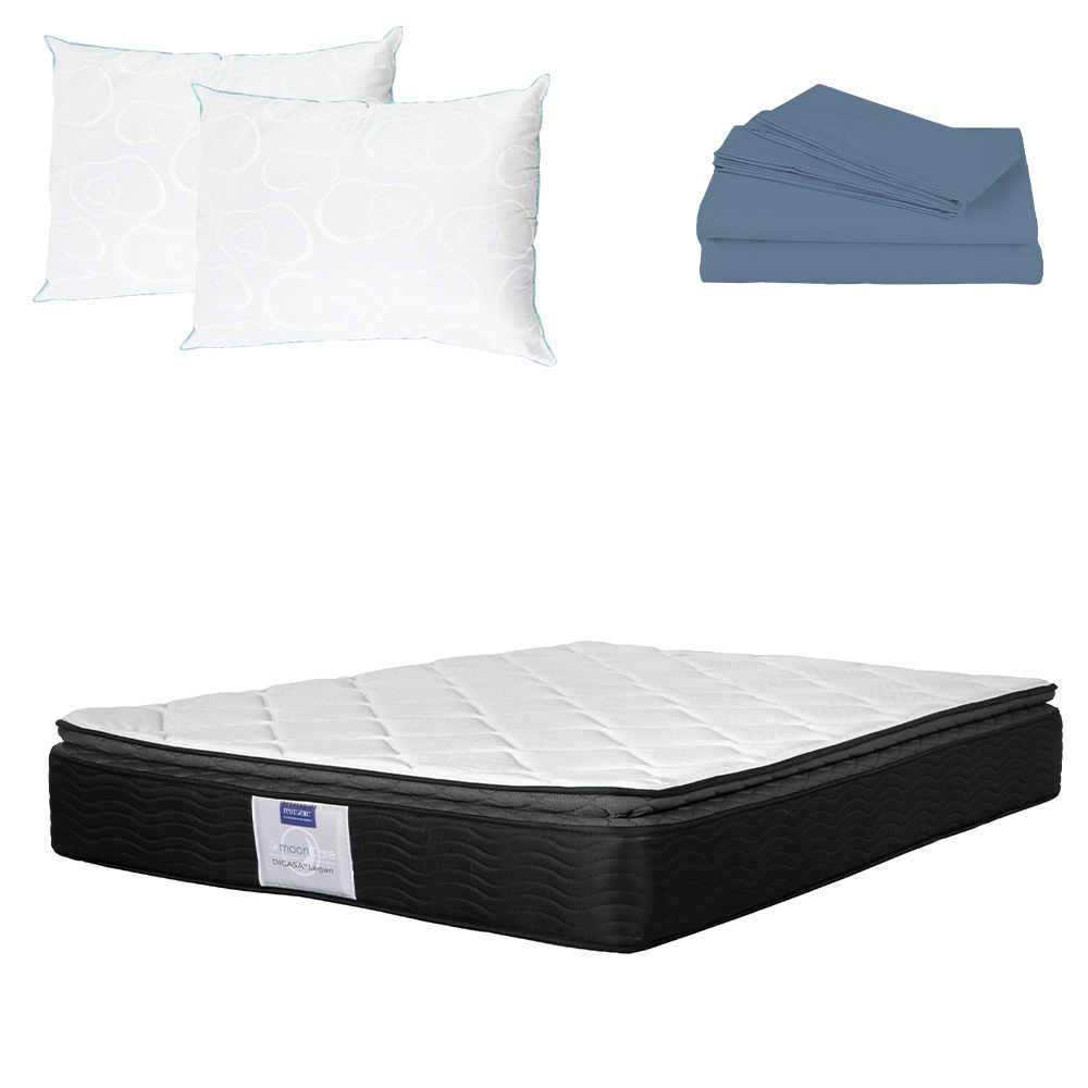 Colchón Restonic Legan Queen Size + 2 Almohadas Osos + Sábanas Soft Sensation