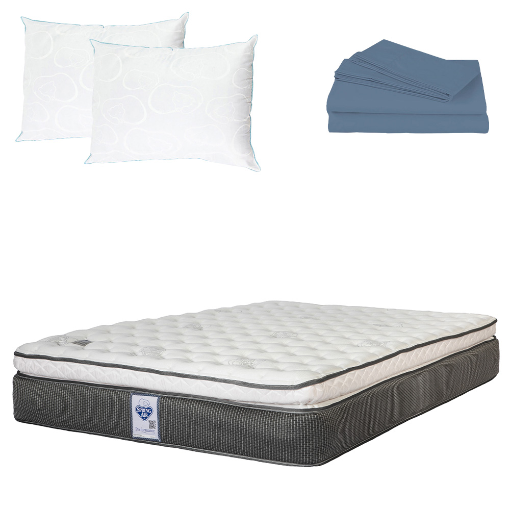 Colchon Spring Air Phantom color Blanco Queen Size más 2 Almohadas Osos y Sábanas Soft Sensation