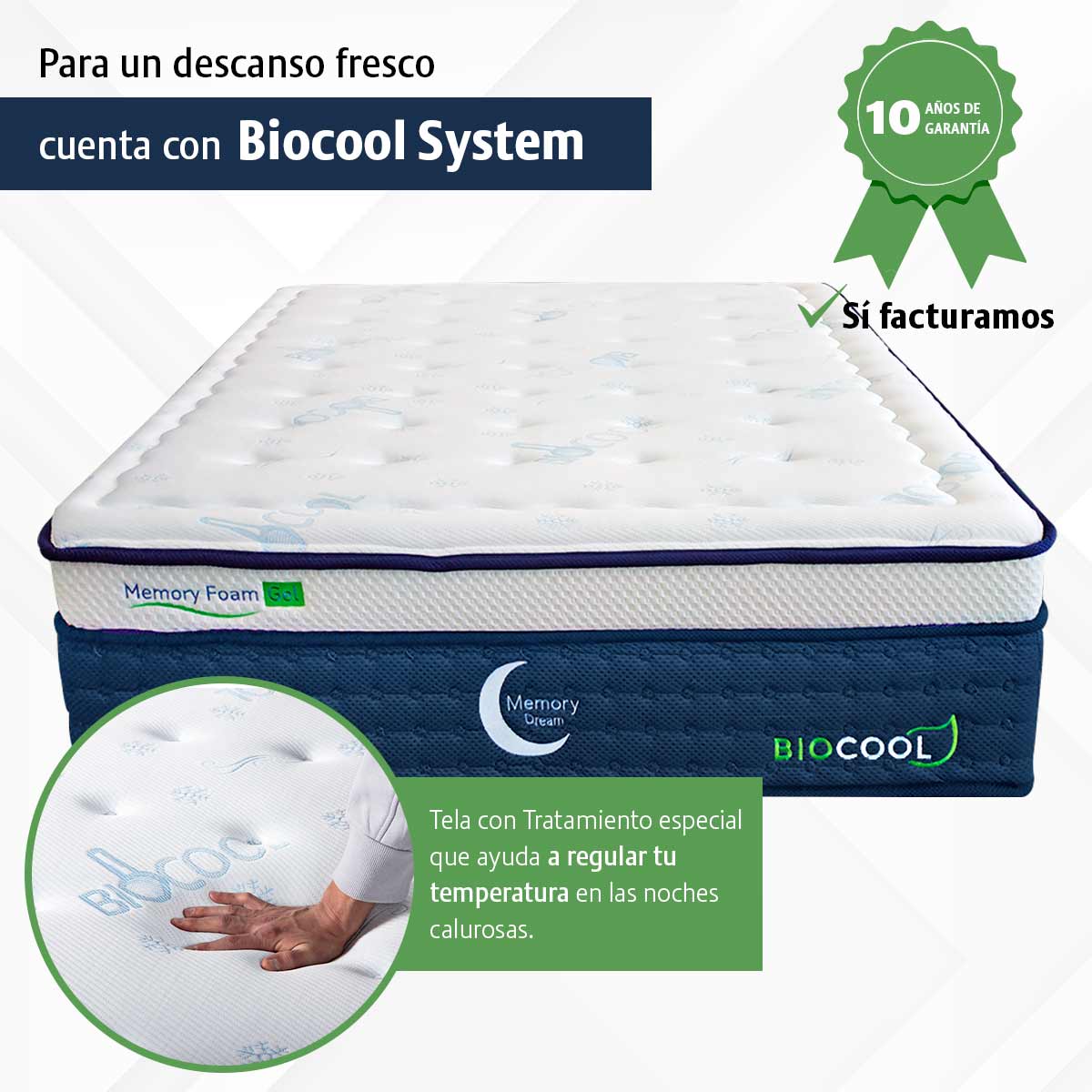 Foto 4 pulgar | Colchón Memory Dream Biocool King Size en Caja