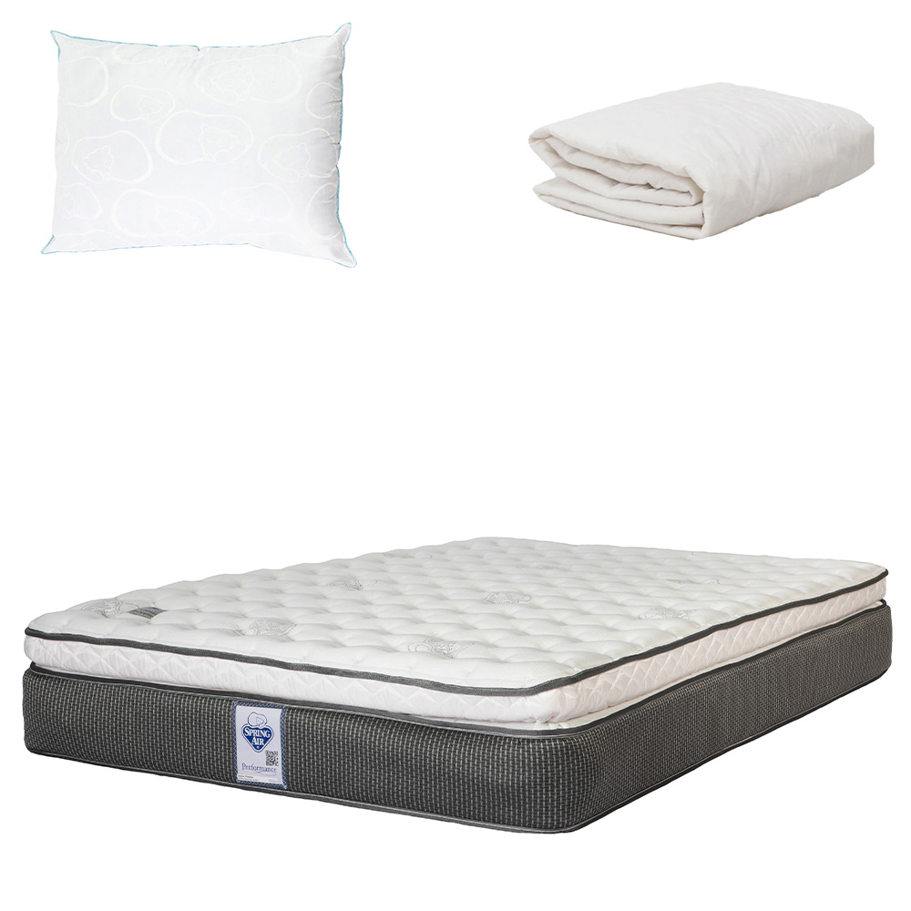 Colchón Spring Air Phantom color Blanco Queen Size + Almohada Spring Air + Protector de Colchón Spring Air