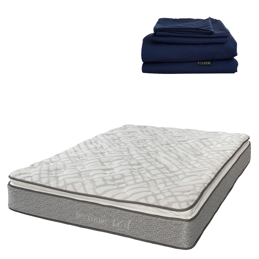 Colchón Restonic Vail Individual + Sábanas Softy color Azul