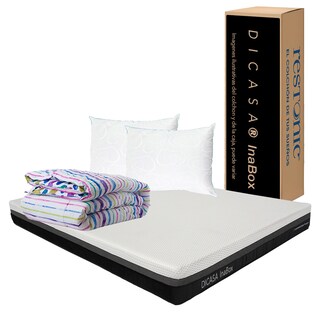 Foto 1 | Colchón Dicasa Inabox Blanco Queen Size + 2 Almohadas Osos + Edredón