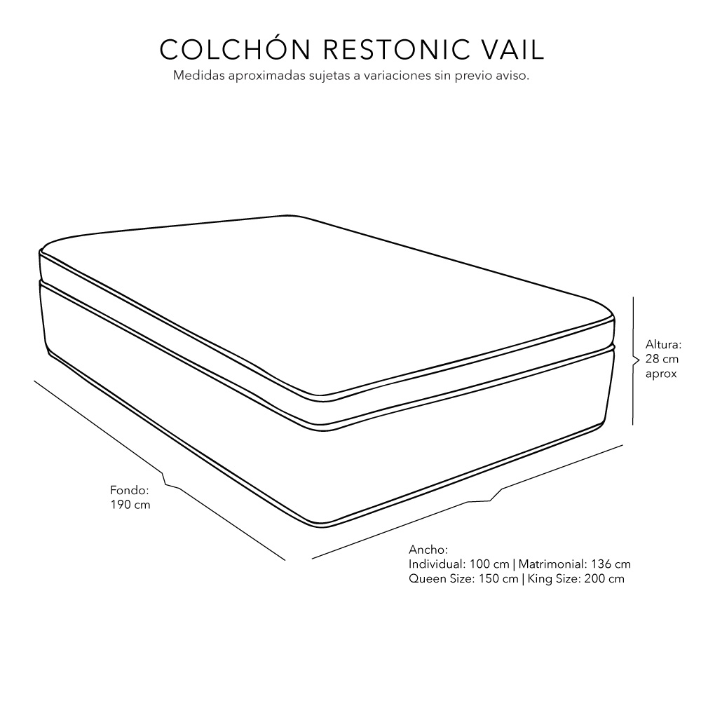 Foto 8 | Colchón Restonic Vail Individual + Protector de Colchón + Sábanas