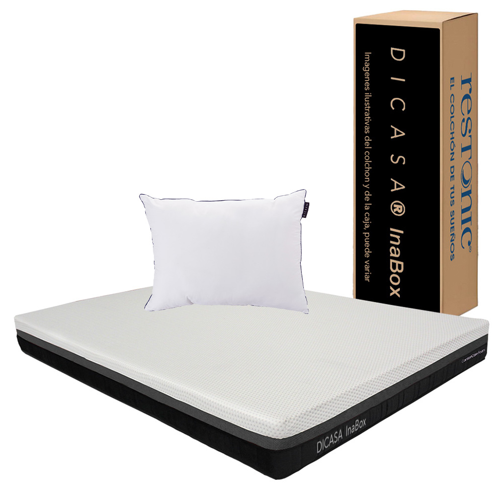 Colchón Dicasa Inabox Blanco Individual + Almohada One