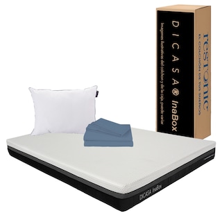 Foto 1 | Colchón Dicasa Inabox Blanco Matrimonial + Almohada One + Sábanas