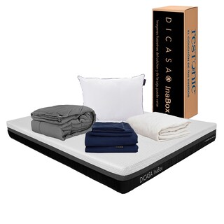 Foto 1 | Colchón Dicasa Inabox Color Blanco Queen Size + Almohada One + Protector + Sábanas Softy + Edredón