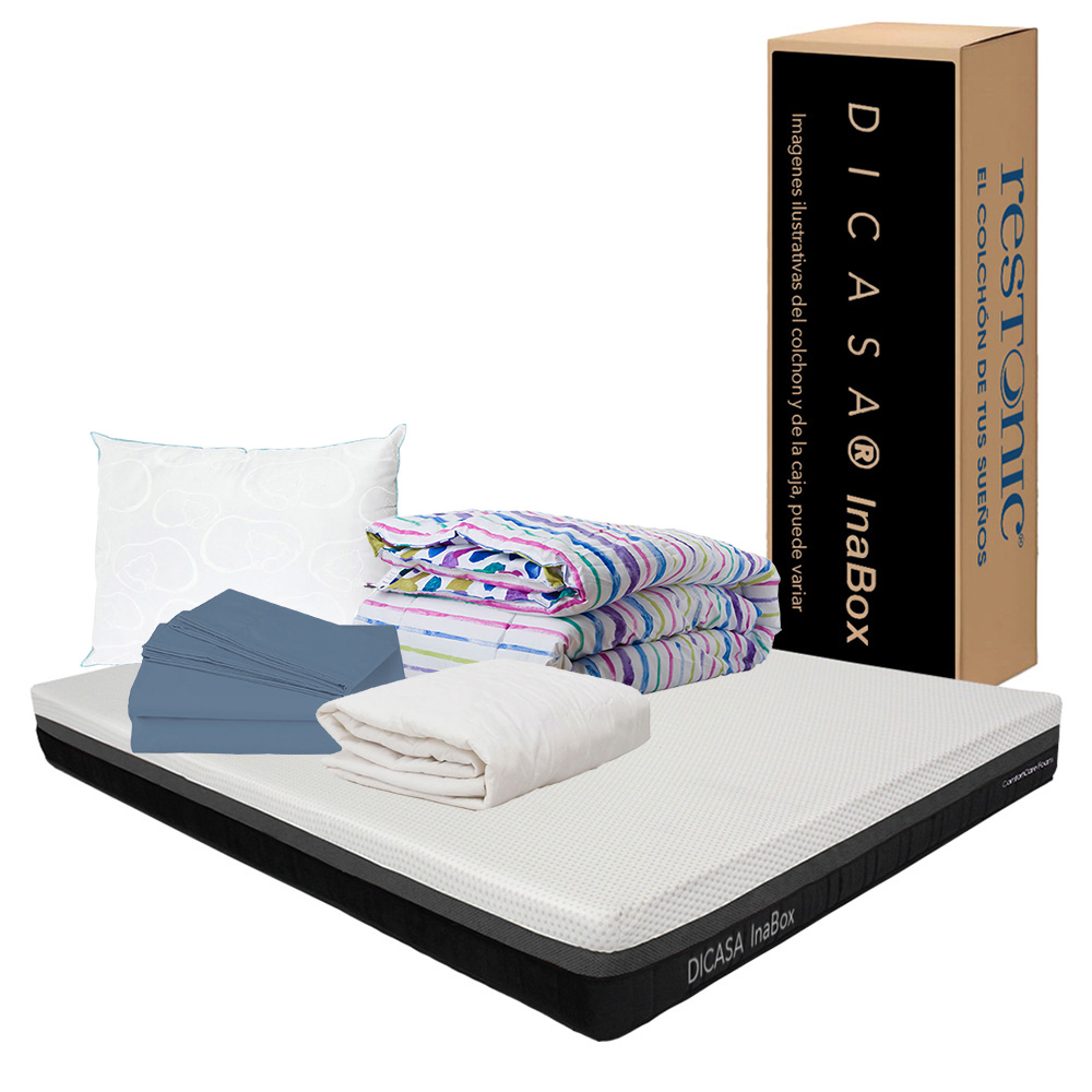 Colchón Matrimonial + Sábanas + Almohada + Edredón + Protector Dicasa