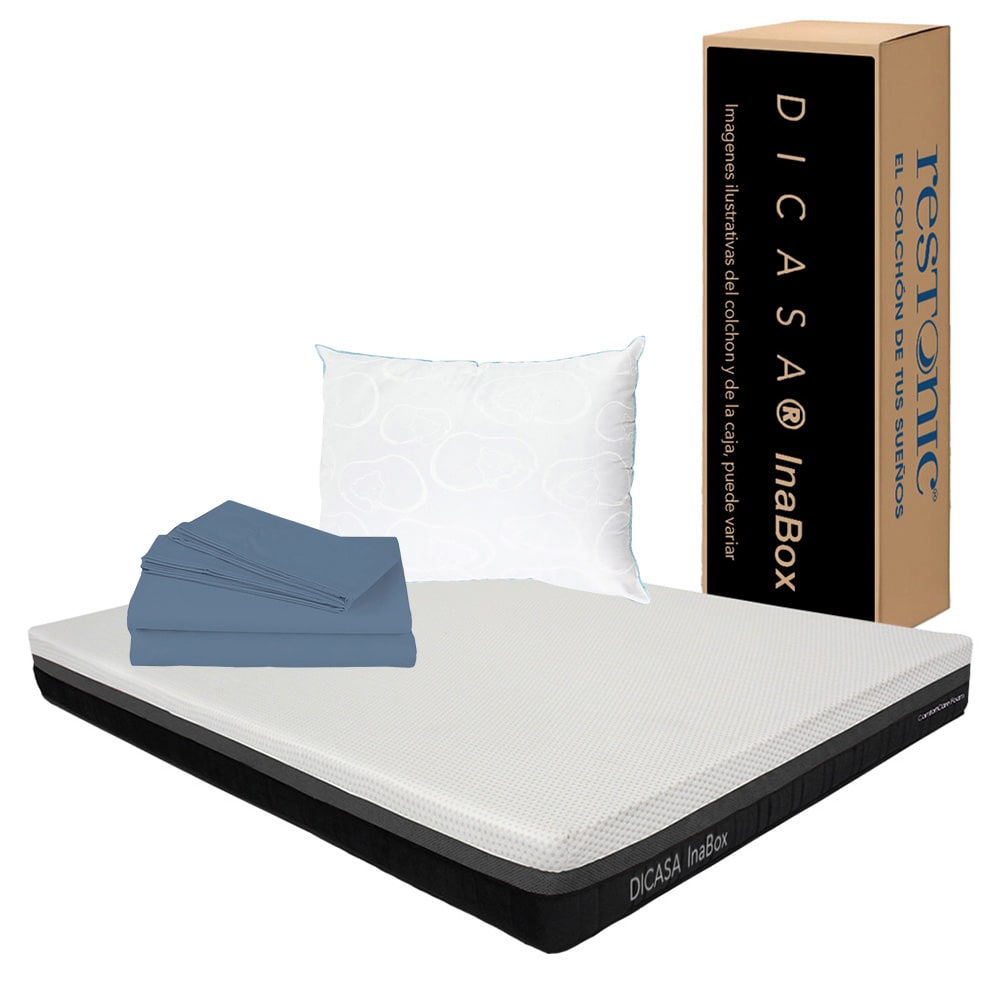 Colchón Dicasa Inabox color Blanco Individual más Almohada Oso y Sábanas $4,949