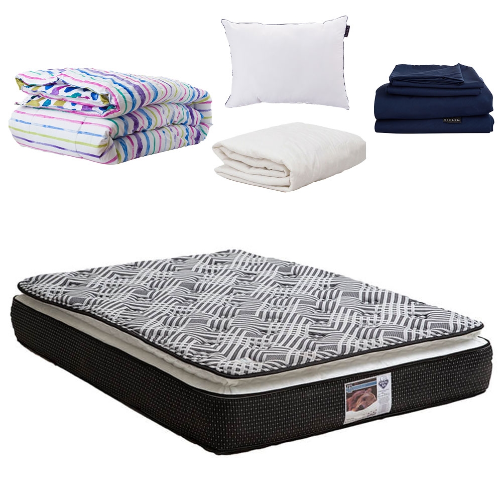 Colchón Spring Air Omega King Size más Almohada One más Sabana Softy y Edredón Verona