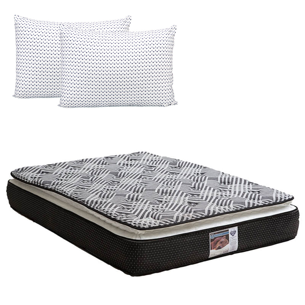 Colchón Spring Air Omega color Gris Queen Size más 2 Almohadas 2 Pack