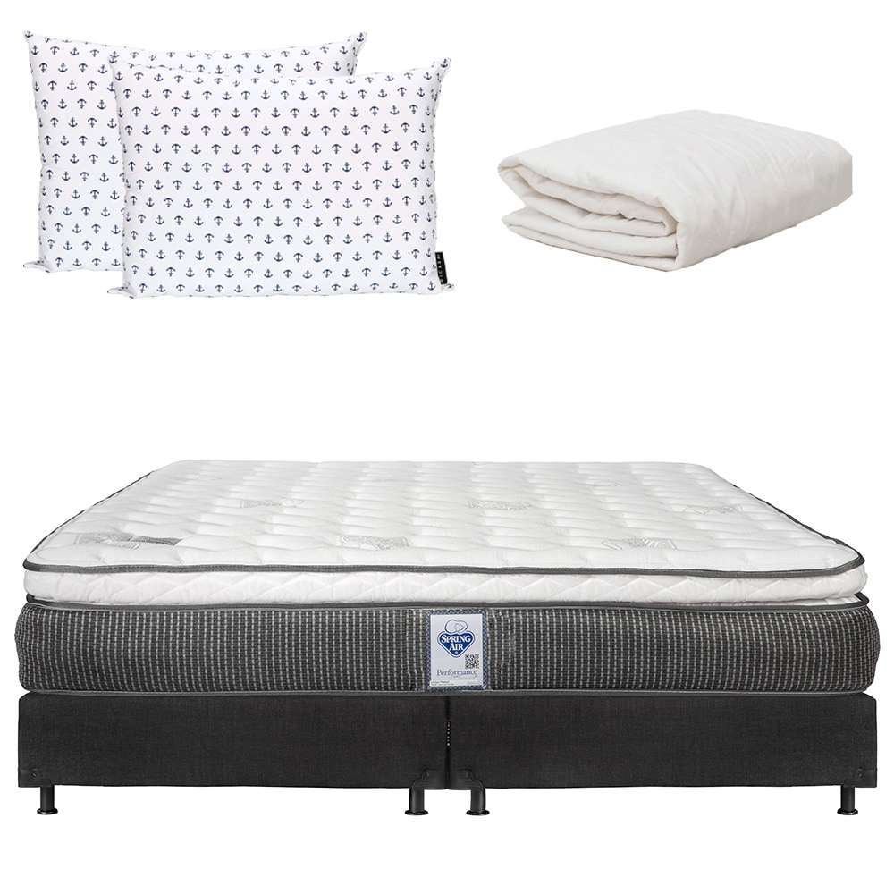 Colchón Spring Air King Size + Box Belu + 2 Almohadas + Protector de Colchón $14,749