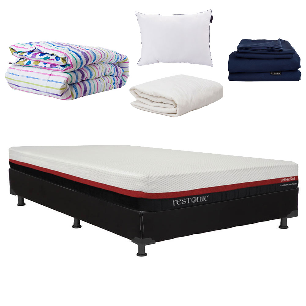 Foto 1 | Colchon En Caja Restonic Roll Queen Size+box Black +almohada One+protector De Colchon +sabanas Softy+edredon Verona