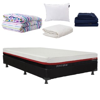 Foto 1 | Colchon En Caja Restonic Roll Queen Size+box Black +almohada One+protector De Colchon +sabanas Softy+edredon Verona
