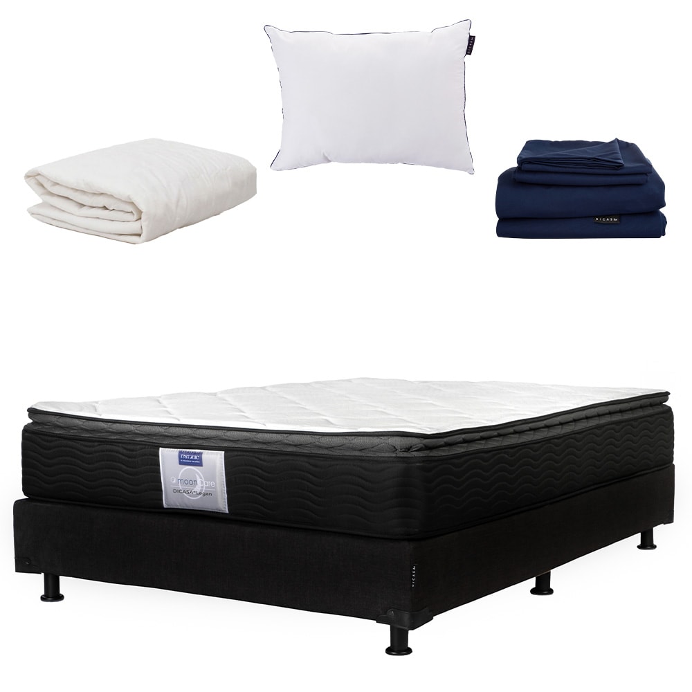 Colchón Dicasa Legan Queen Size + Box Belu + Almohada One + Protector + Sábanas Softy $11,599