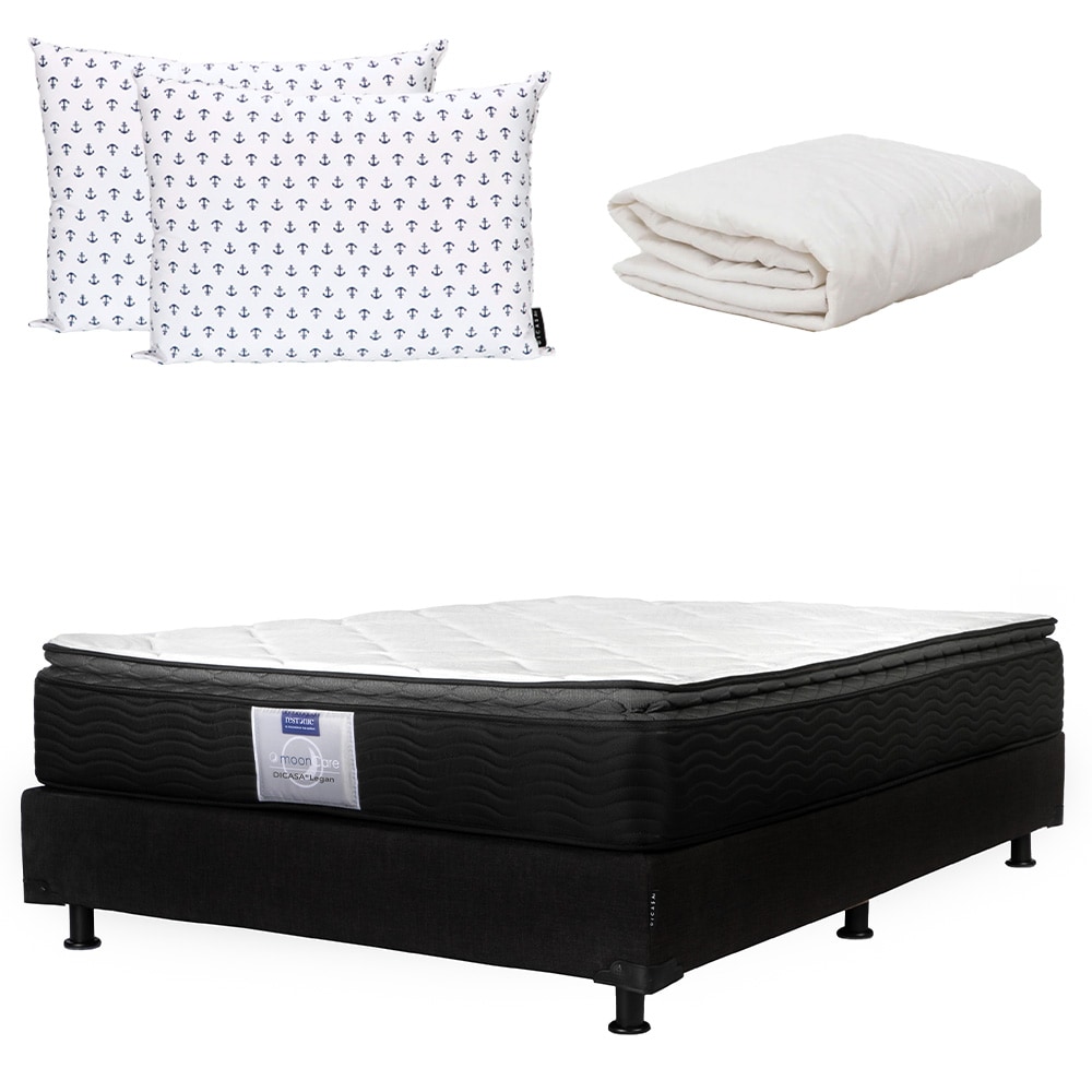 Colchón Dicasa Legan + Box Belu+ 2 Almohada + Protector $11,299