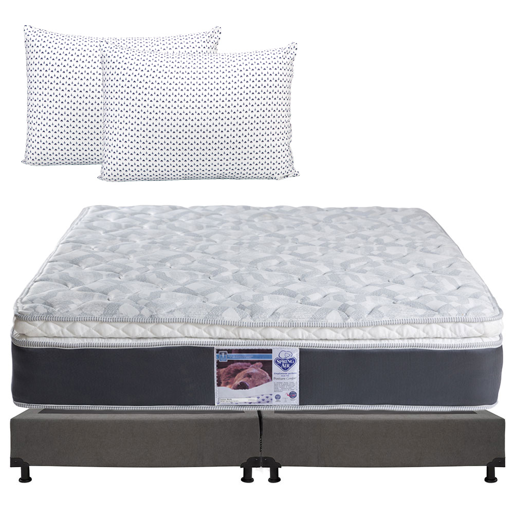 Colchón King Size Spring Air + Box Bless y 2 Almohadas