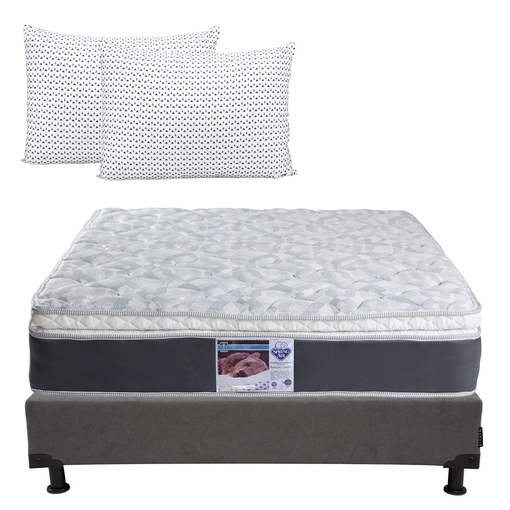 Colchón Queen Size Spring Air + Box Bless y 2 Almohadas