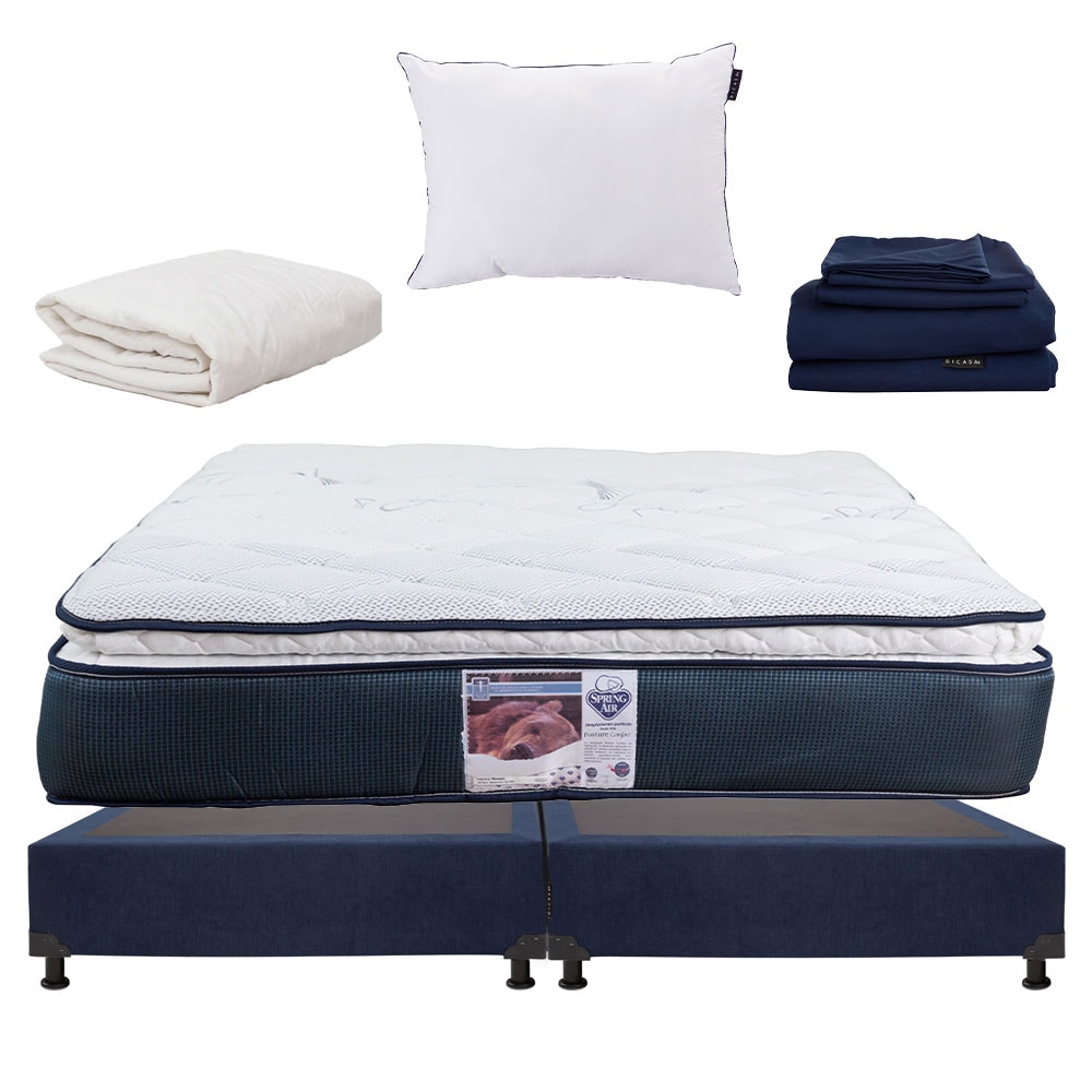 Colchón Spring Air Monaco King Size más Box Bless más Almohada One mas Protector de Colchon y Sábanas Softy $14,249