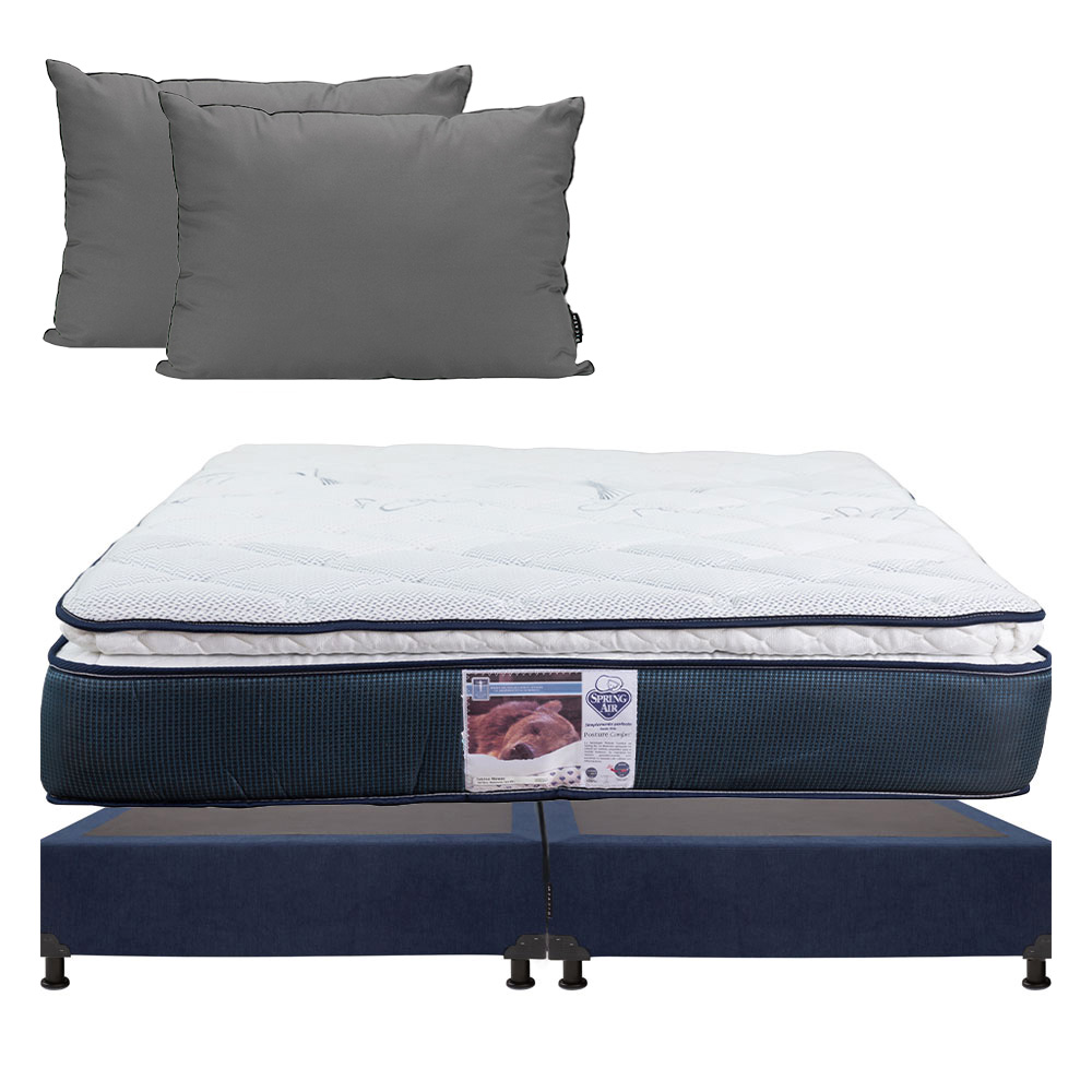 Colchón Spring Air Monaco King Size más Box Bless y 2 Almohadas 2pack