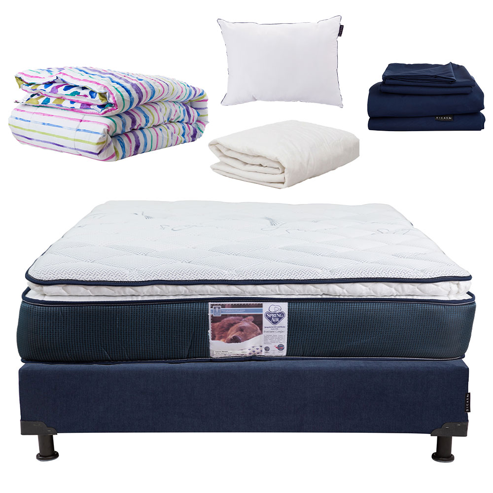 Foto 1 | Colchon Spring Air Monaco Queen Size más Box Bless más Almohada One más Protector de Colchón más sabanas So