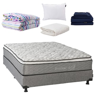 Foto 1 | Colchón Restonic Vail Individual + Box Plomo + Almohada One + Protector + Sábanas Softy + Edredón Verona
