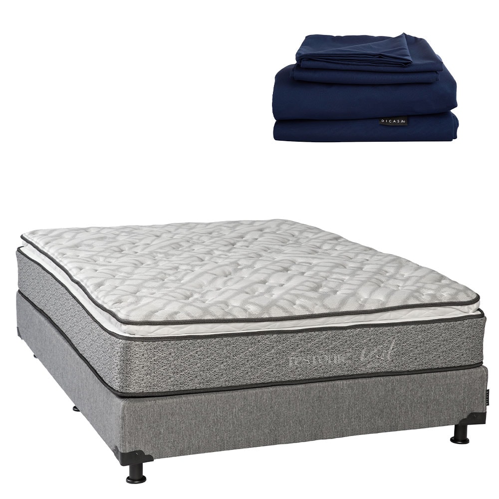 Colchón Restonic Vail Queen Size + Box Plomo + Sábanas Softy $8,199