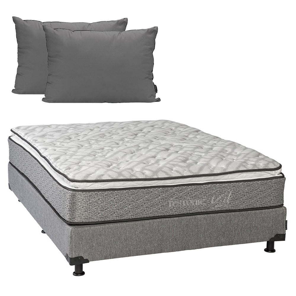 Colchón Restonic Vail Queen Size + Box Plomo y 2 Almohada 2Pack $8,049