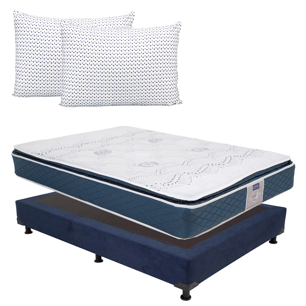 Colchón Restonic Trust Queen Size + Box Bless + 2 Almohadas