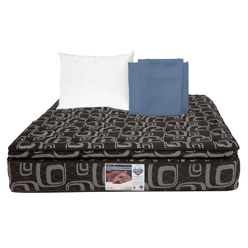 Colchón Spring Air Morgan Matrimonial + Almohada Oso + Sábanas