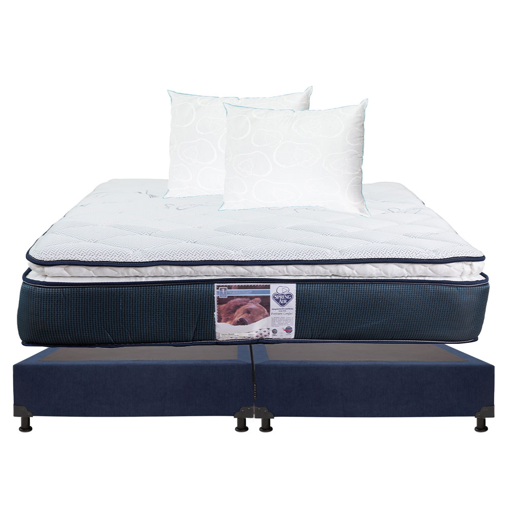 Colchón Spring Air Monaco + Box Bless King Size + 2 Almohadas Oso