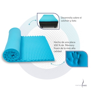 Foto 4 | Colchoneta Matrimonial Cool Wave Memory Foam Azul