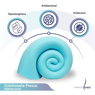 Foto 2 | Colchoneta Fresca Memory Foam Matrimonial Azul
