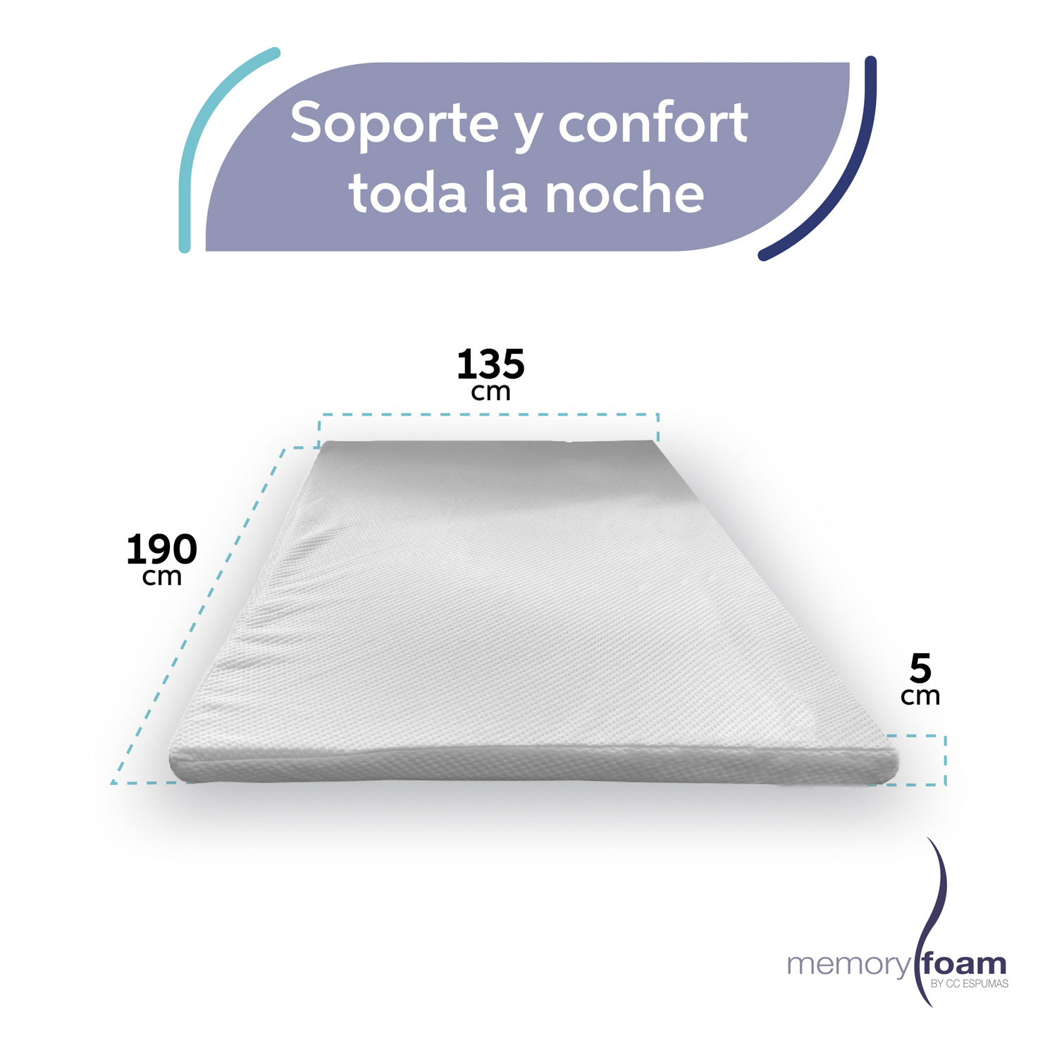 Foto 6 pulgar | Colchoneta Memory Foam Matrimonial Blanca