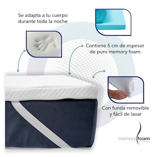 Foto 4 | Colchoneta Memory Foam Individual Blanca