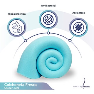Foto 2 | Colchoneta Fresca Memory Foam Queen Size Azul