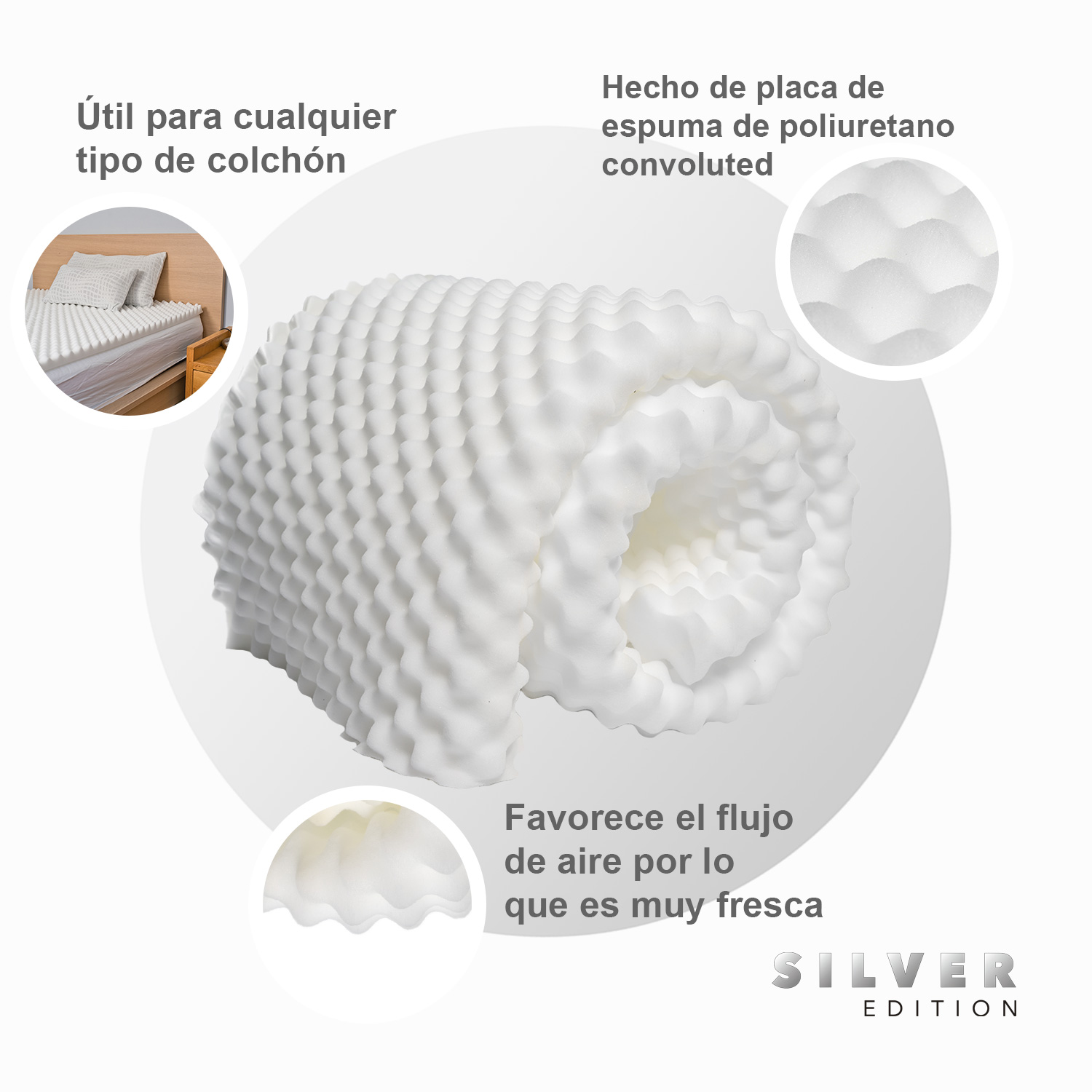 Foto 4 | Colchoneta Memory Foam Queen Size