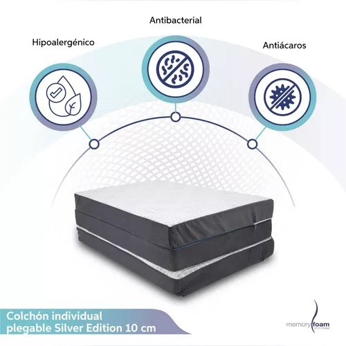 Foto 5 pulgar | Colchón Plegable Memory Foam Silver Edition Individual color Gris