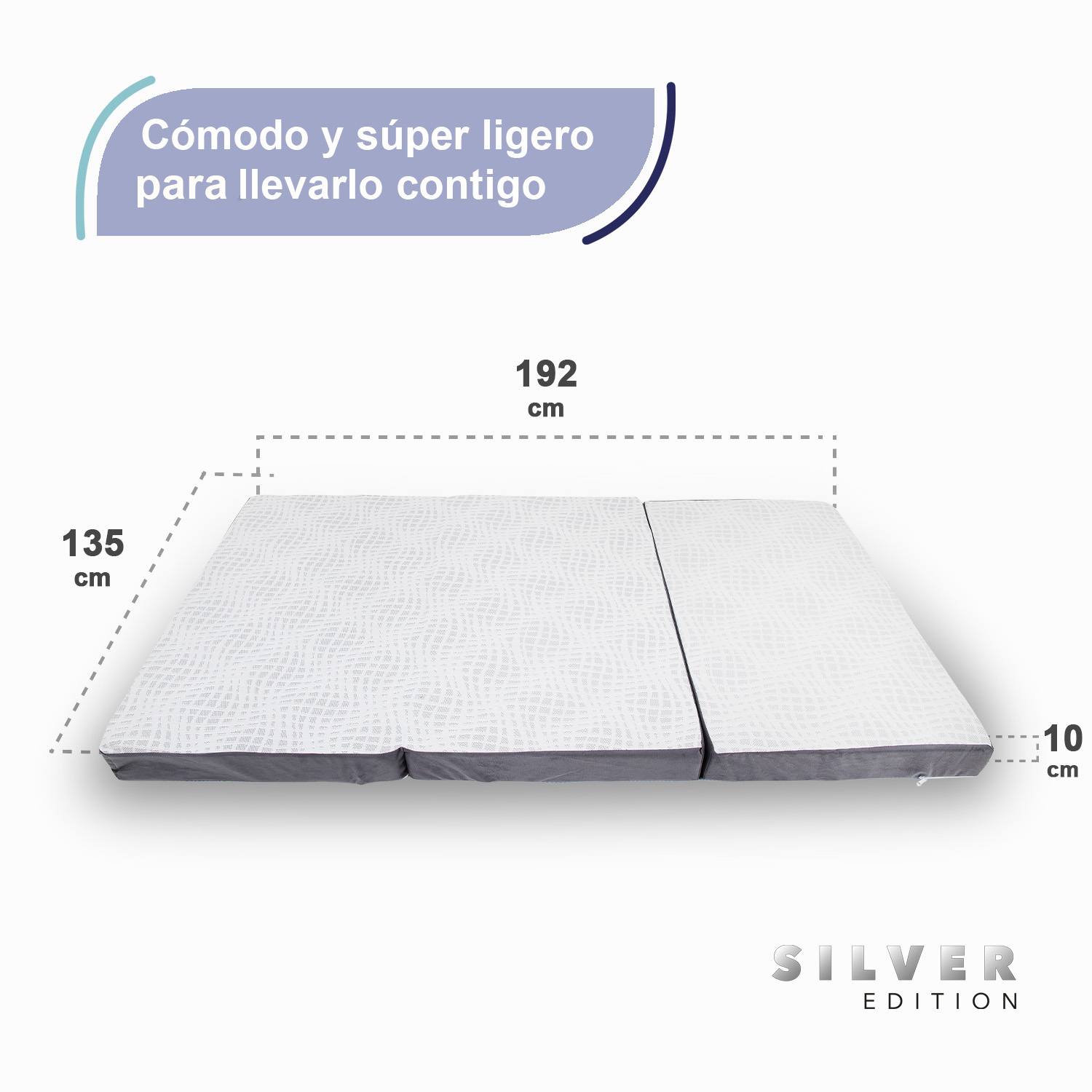 Foto 6 pulgar | Colchón Plegable Memory Foam Silver Edition Matrimonial color Gris