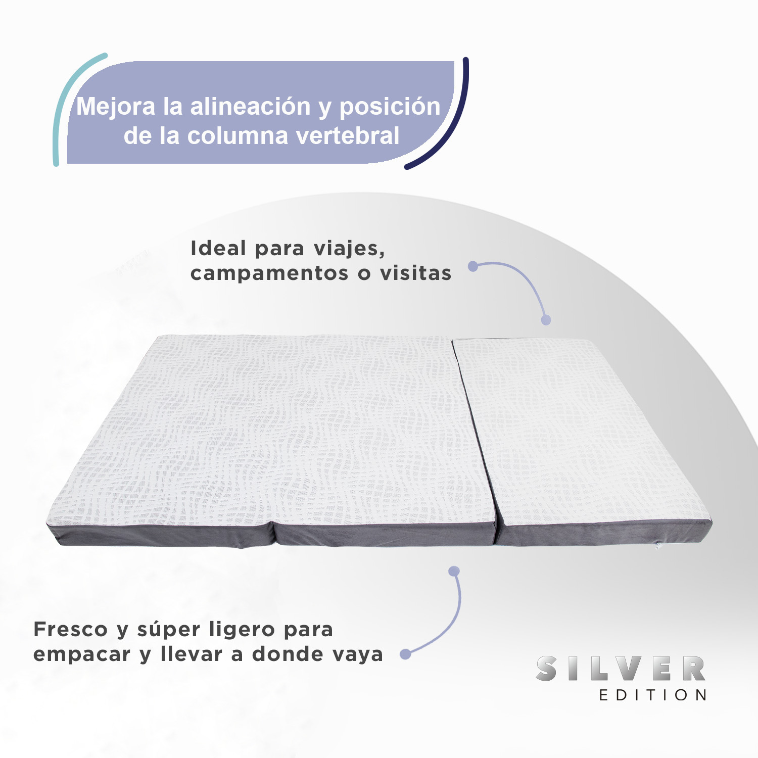 Foto 3 | Colchón Plegable Memory Foam Silver Edition Queen Size color Gris