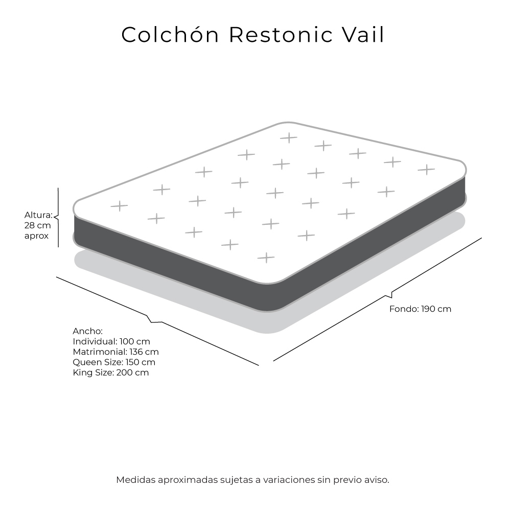 Foto 4 | Colchon Restonic Vail Matrimonial +almohada Oso+sabanas