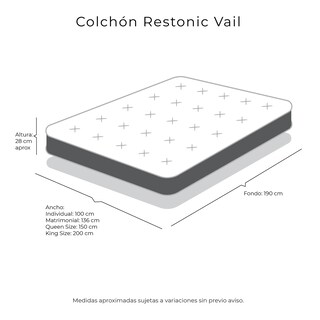 Foto 4 | Colchon Restonic Vail Queen Size +almohada Oso+protector De Colchon +sabanas+edredon Palermo