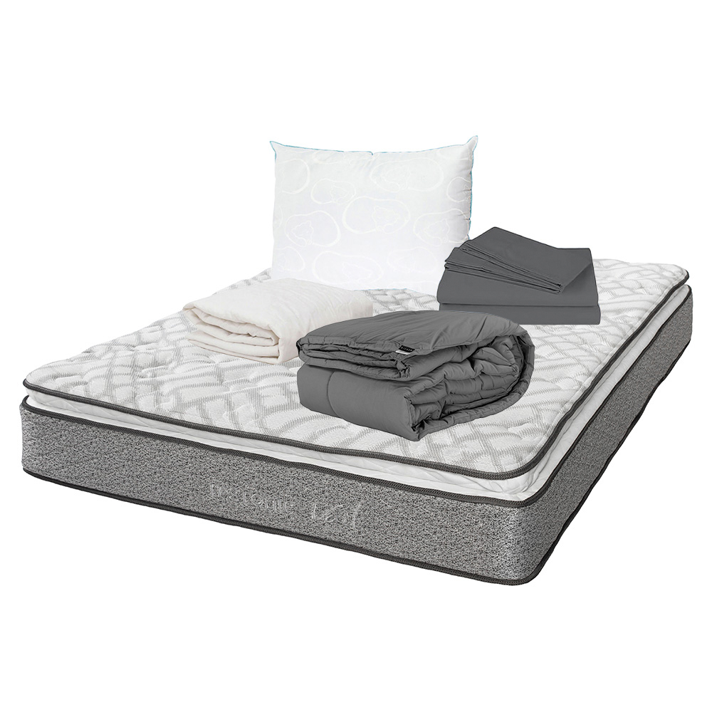 Colchón Restonic Vail Matrimonial +Almohada Oso+Protector De Colchón +Sábanas+Edredón