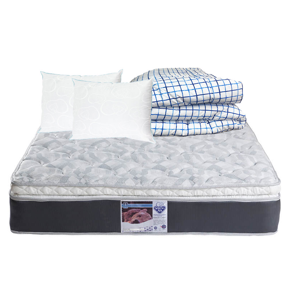Foto 1 | Colchón Spring Air Queen Size + 2 Almohadas Osos + Edredón